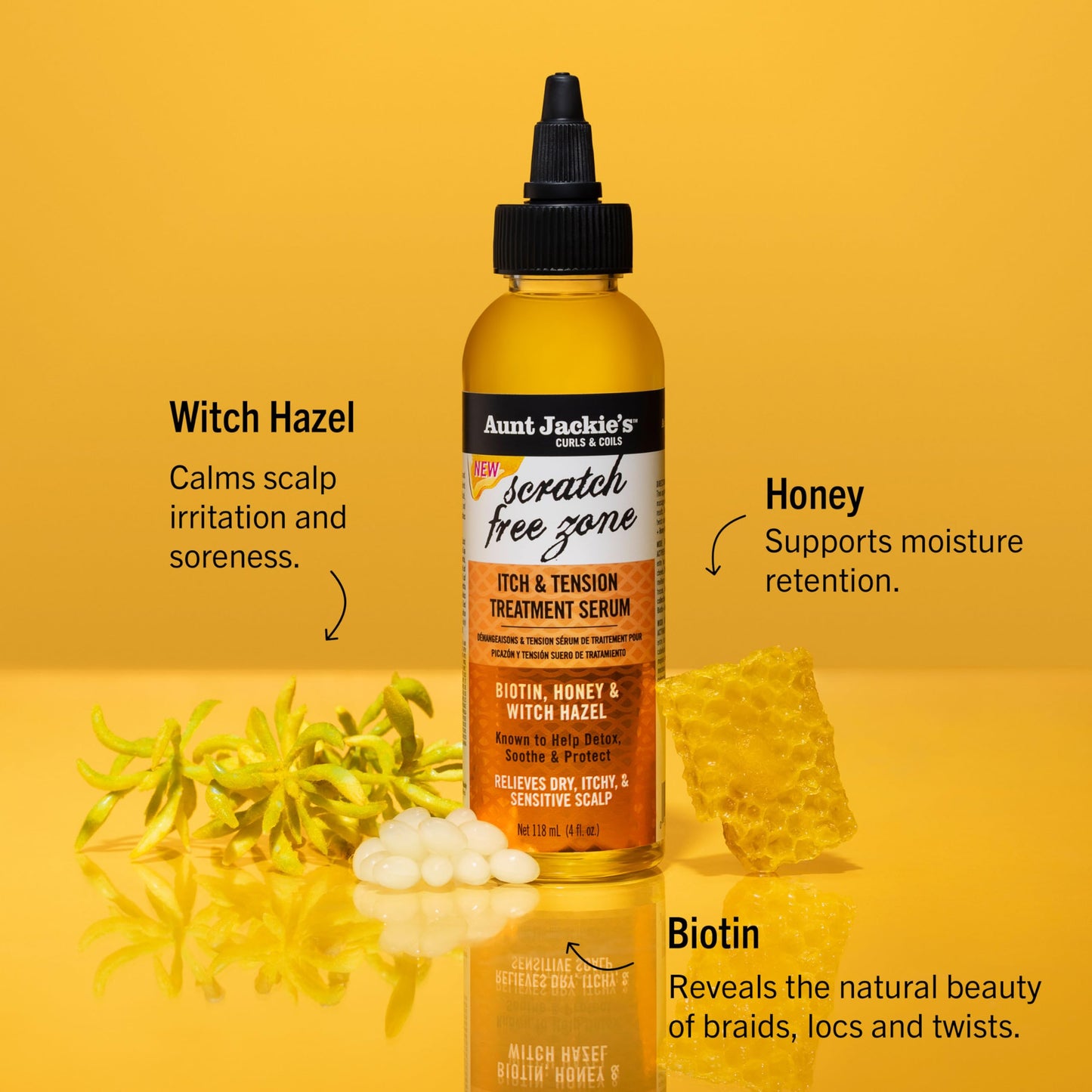 Aunt Jackie's Braid + Twist Collection Scratch Free Zone Itch & Tension Treatment Serum - Relieve Dry, Itchy Scalp with Witch Hazel, Biotin, and Honey Beauty & Personal Care Aunt Jackie's