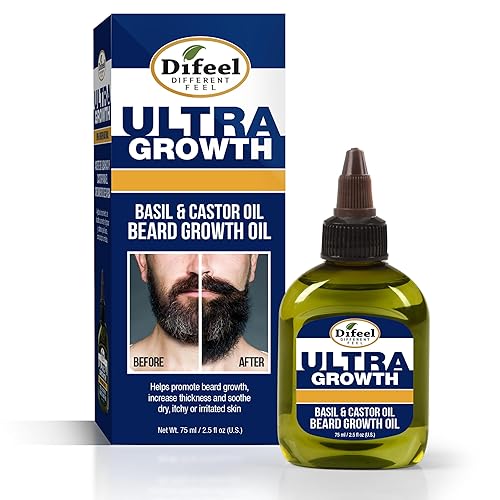 Difeel Mens Ultra Growth Basil and Castor Beard Oil 2.5 oz. - Natural Beard Oil for Hair Growth Beauty & Personal Care Difeel
