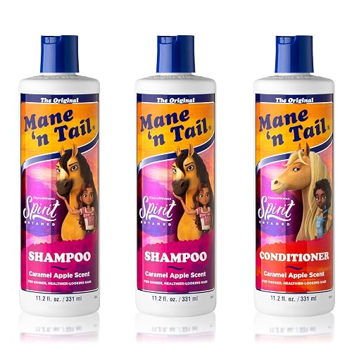 Mane 'n Tail Spirit Untamed Shampoo (2-Pack) & Conditioner (1-Pack) - Caramel Apple Scented, Gentle Coconut Oil Formula for Soft, Silky Hair (11.02 oz Beauty & Personal Care Mane 'n Tail