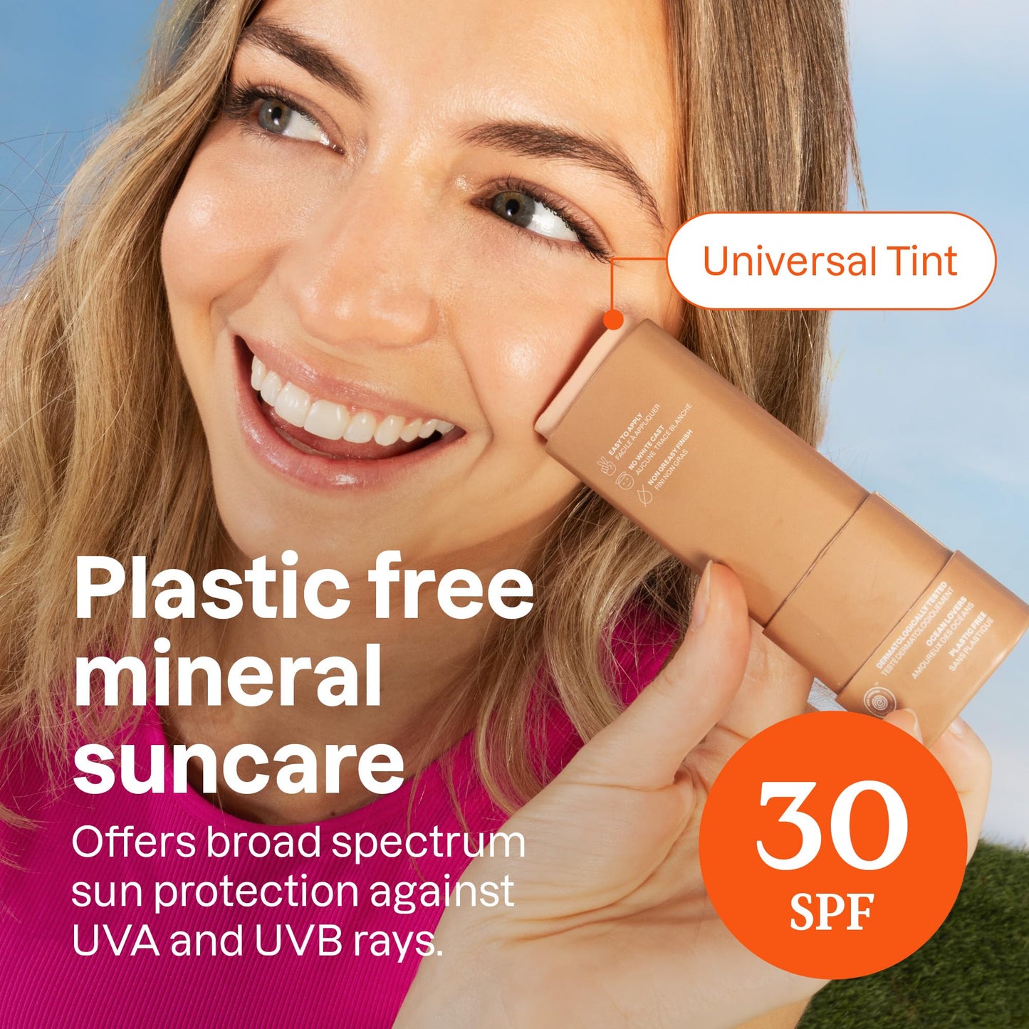 ATTITUDE Tinted Mineral Sunscreen Face Stick with Zinc Oxide, SPF 30, EWG Verified, Plastic-Free, Broad Spectrum UVA/UVB Protection, Dermatologically Beauty & Personal Care ATTITUDE