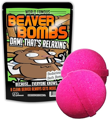 The Bodacious Bath Co. Pink Bath Balls Funny Beaver Gags for Friends Stocking Stuffers for Men Crazy White Elephant Ideas Dirty Santa XL Bath Fizzers… Beauty & Personal Care The Bodacious Bath Co.