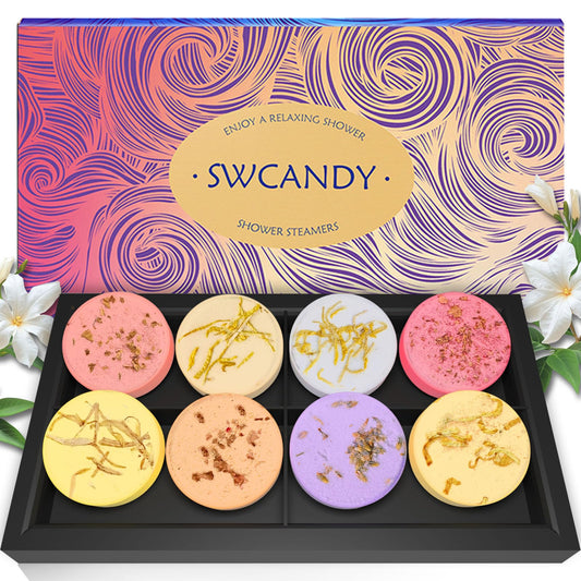 Shower Steamers Aromatherapy SWCANDY 8 Pack Gifts for Mom - Wife, Daughter, Grandma, Women, Sister and Teen Girls Natural Essential Oils Home Spa Self Beauty and Personal Care SWCANDY