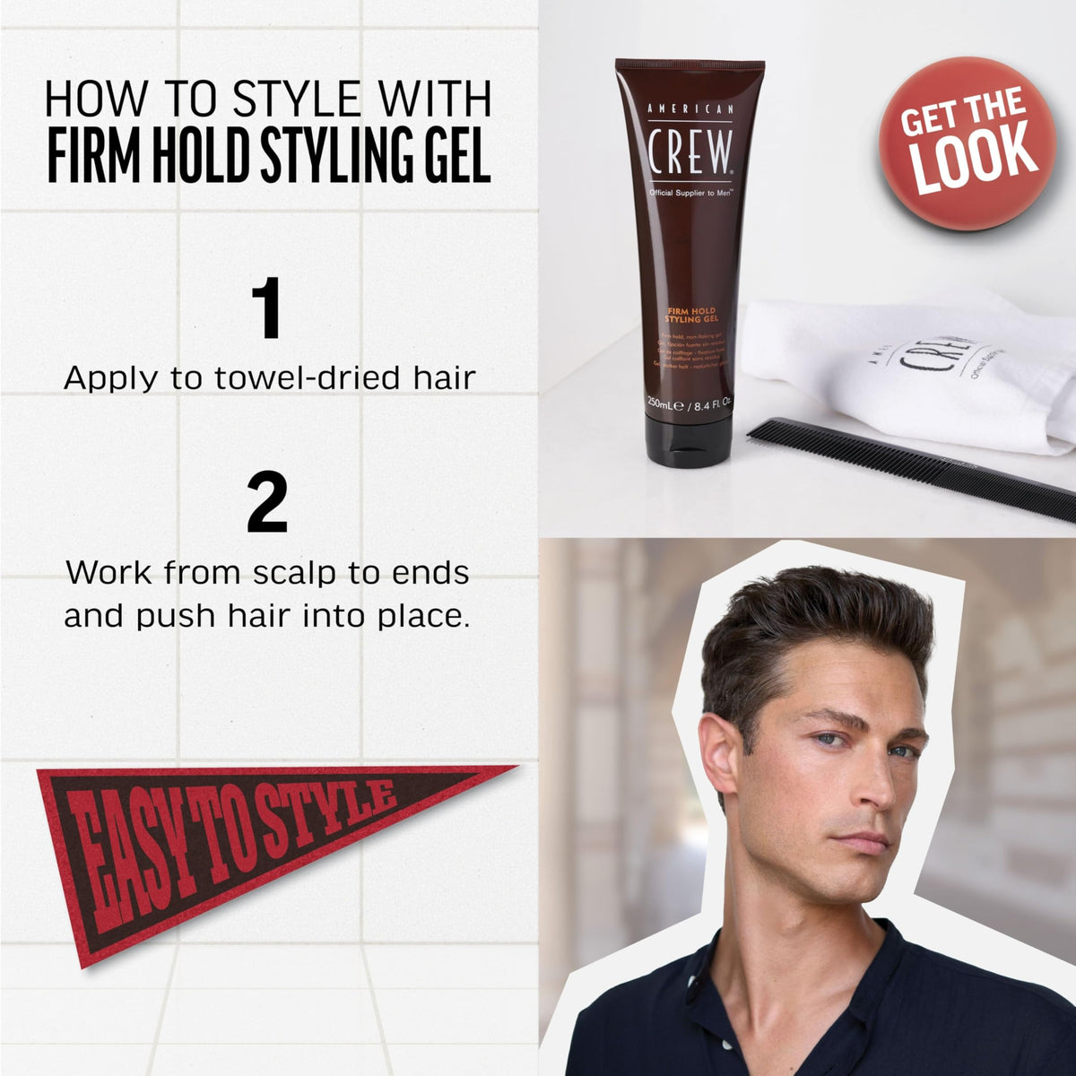 American Crew Men's Hair Styling Gel, Firm Hold, Non-Flaking, Gift for Him, 33.8 fl oz Beauty & Personal Care AMERICAN CREW