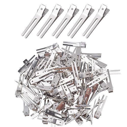 Hendevl 100 Pieces 1.8 Inches Double Prong Pin Curl Hair Clips Metal Alligator Clips Silver Hairpins for Hair Extensions Beauty & Personal Care Hendevl