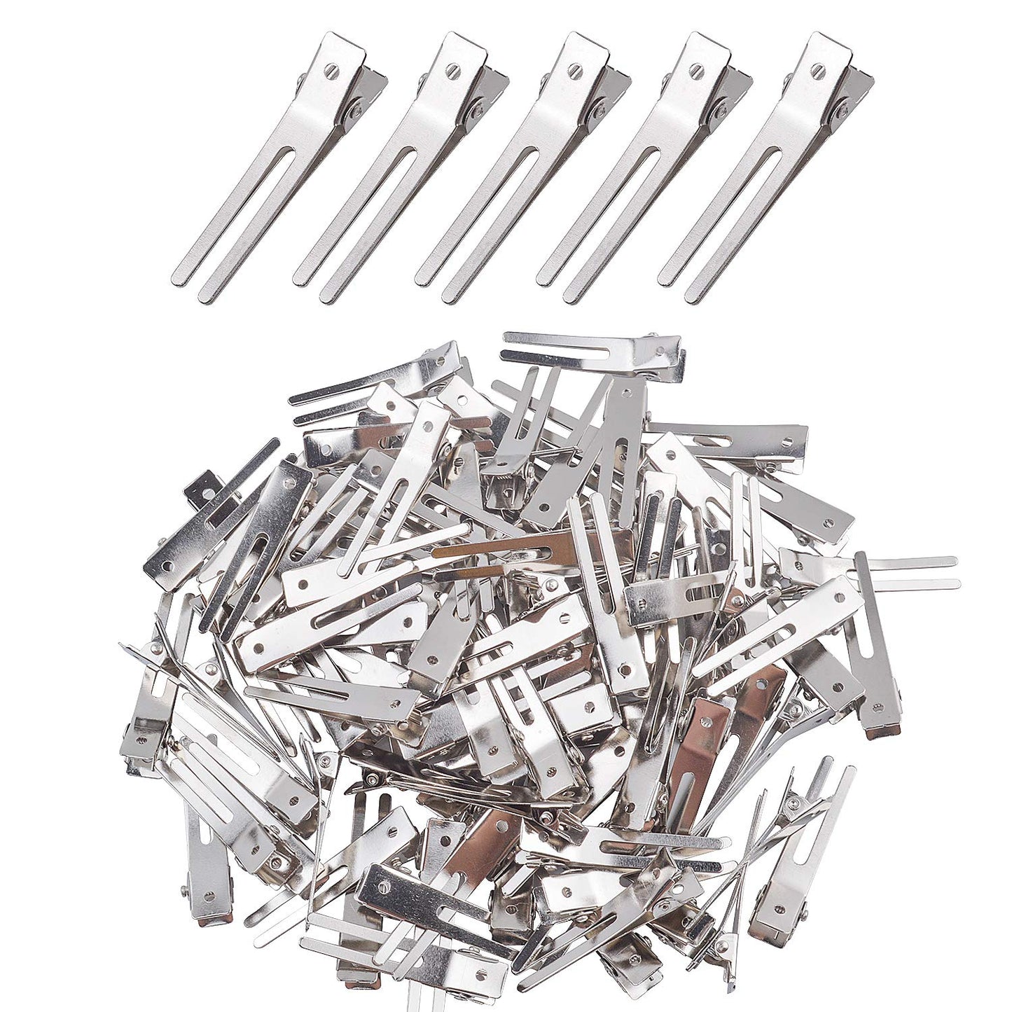 Hendevl 100 Pieces 1.8 Inches Double Prong Pin Curl Hair Clips Metal Alligator Clips Silver Hairpins for Hair Extensions Beauty & Personal Care Hendevl