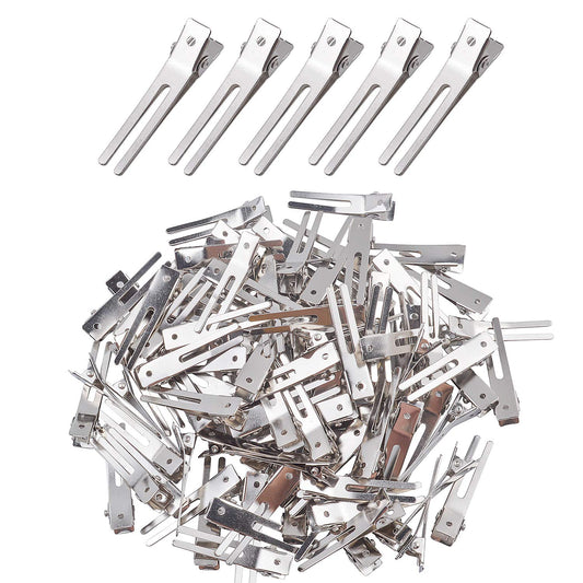 Hendevl 100 Pieces 1.8 Inches Double Prong Pin Curl Hair Clips Metal Alligator Clips Silver Hairpins for Hair Extensions Beauty & Personal Care Hendevl