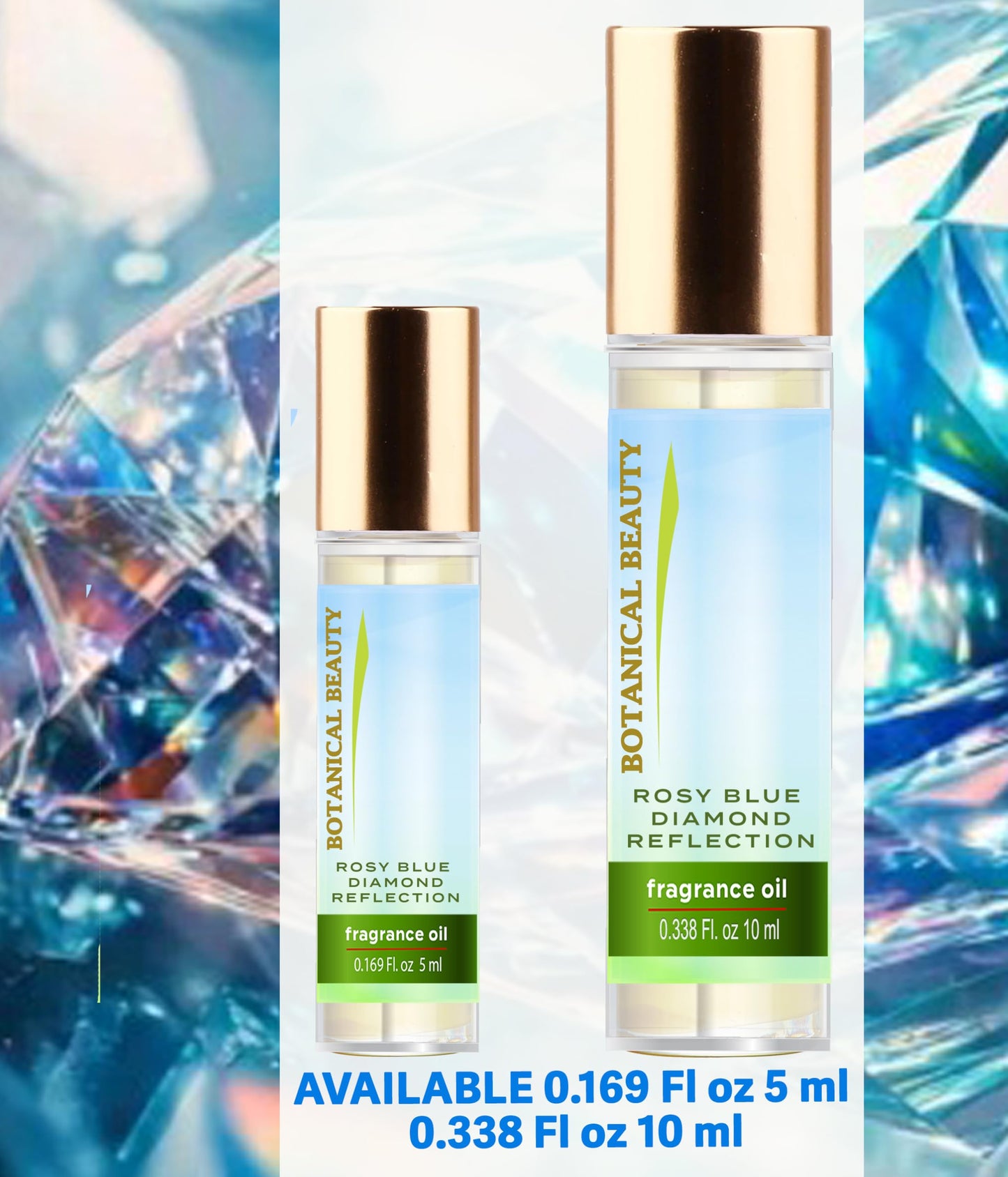 Botanical Beauty ROSY BLUE DIAMOND REFLECTION FRAGRANCE OIL ROLL-ON 0.338 Fl Oz 10 ml Rollerball Perfume, Long Lasting an luxury scent, blends Beauty & Personal Care Botanical Beauty