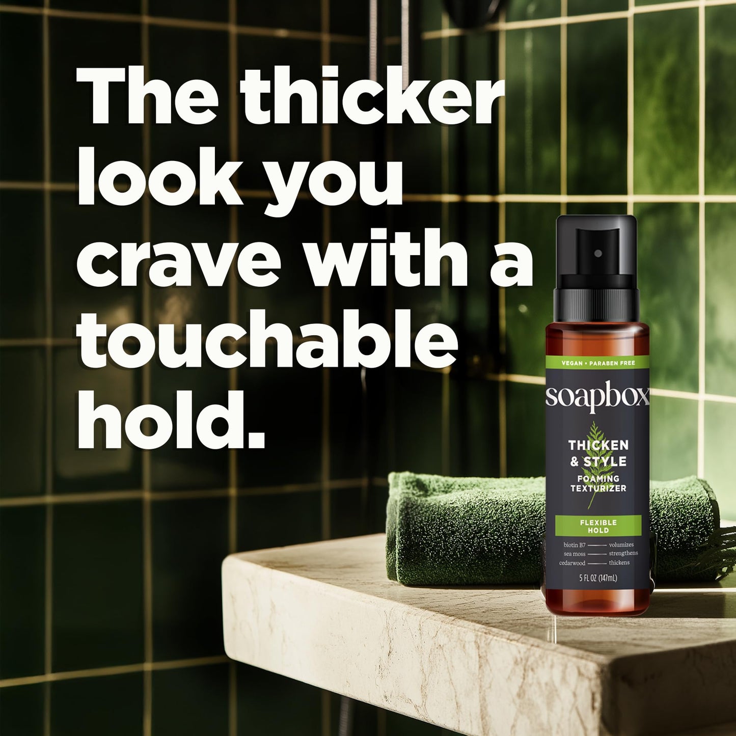 Soapbox Men's Thicken & Style Foaming Texturizer, Hair Looks Thicker, Fuller, & Volumized - Clean Ingredients Free of Harsh Chemicals, Sulfates Beauty & Personal Care Soapbox