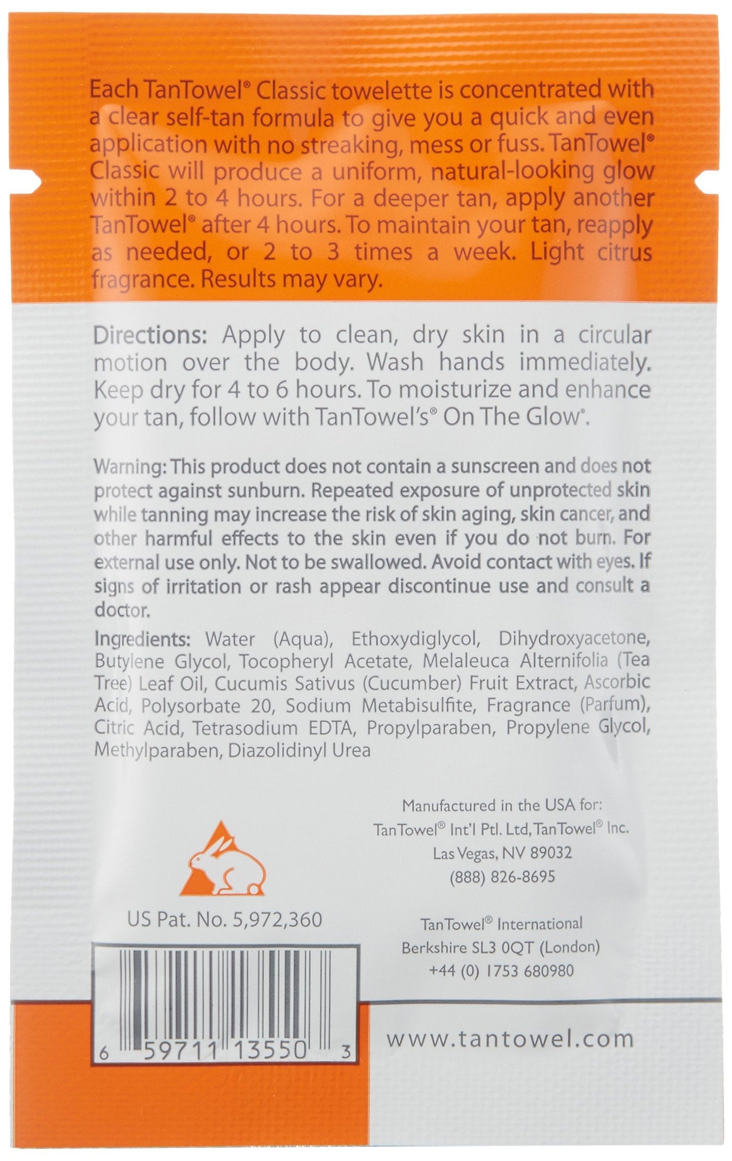 Tan Towel Classic Self Tan Towlettes Half Body Aplication 50 X 0.25 Oz, 50count Beauty & Personal Care Tan Towel