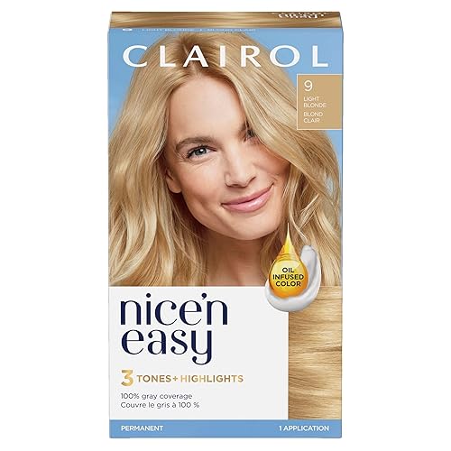 Clairol Nice'n Easy Permanent Hair Dye, 9 Light Blonde Hair Color, Pack of 1 Beauty & Personal Care Clairol