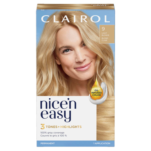 Clairol Nice'n Easy Permanent Hair Dye, 9 Light Blonde Hair Color, Pack of 1 Beauty & Personal Care Clairol
