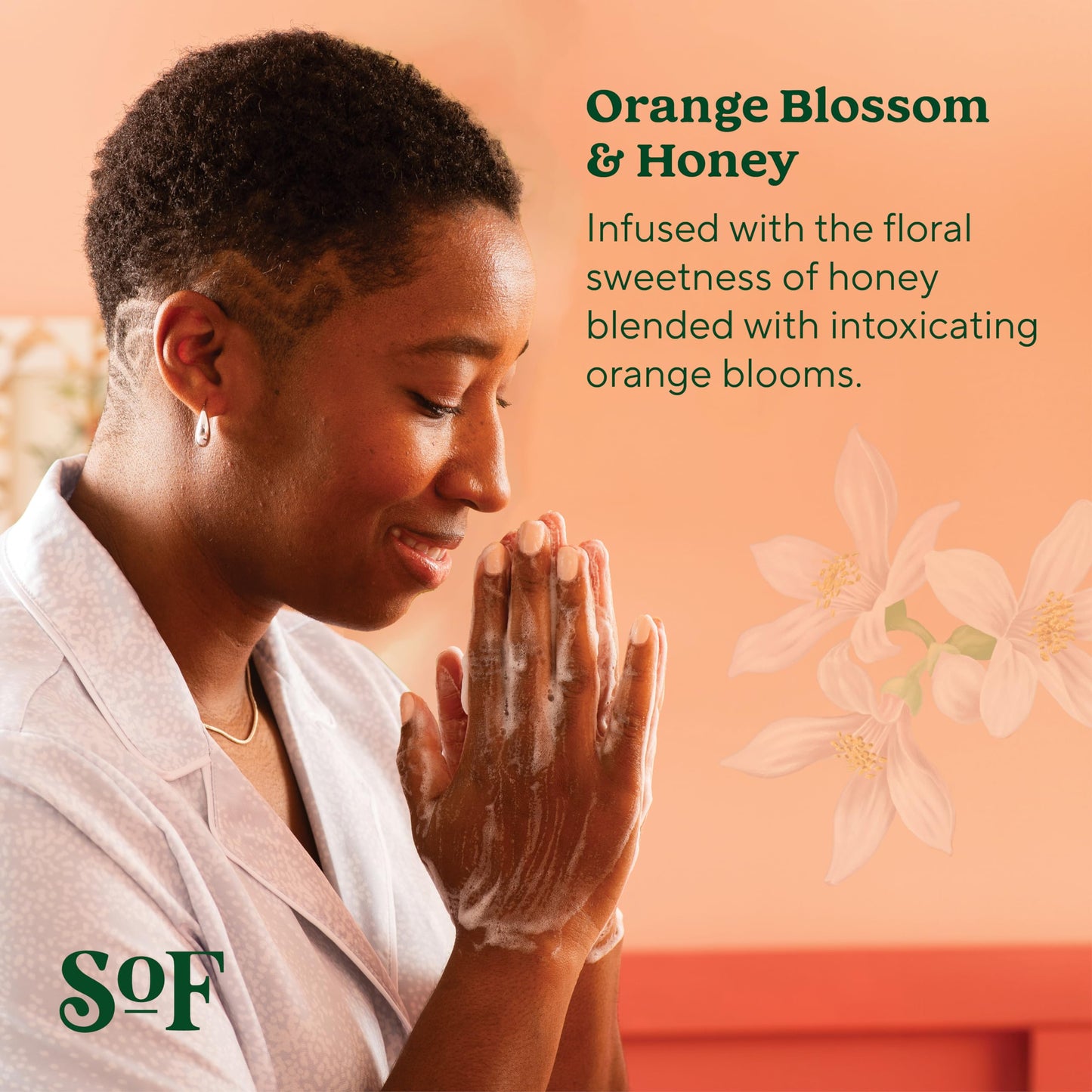 SoF Nourishing Hand Wash - With Moisturizing Sea Algae, Coconut & Olive Oil- Vegan & Non GMO- Free From Phthalates, Sulfates & Parabens- Orange Beauty & Personal Care South Of France