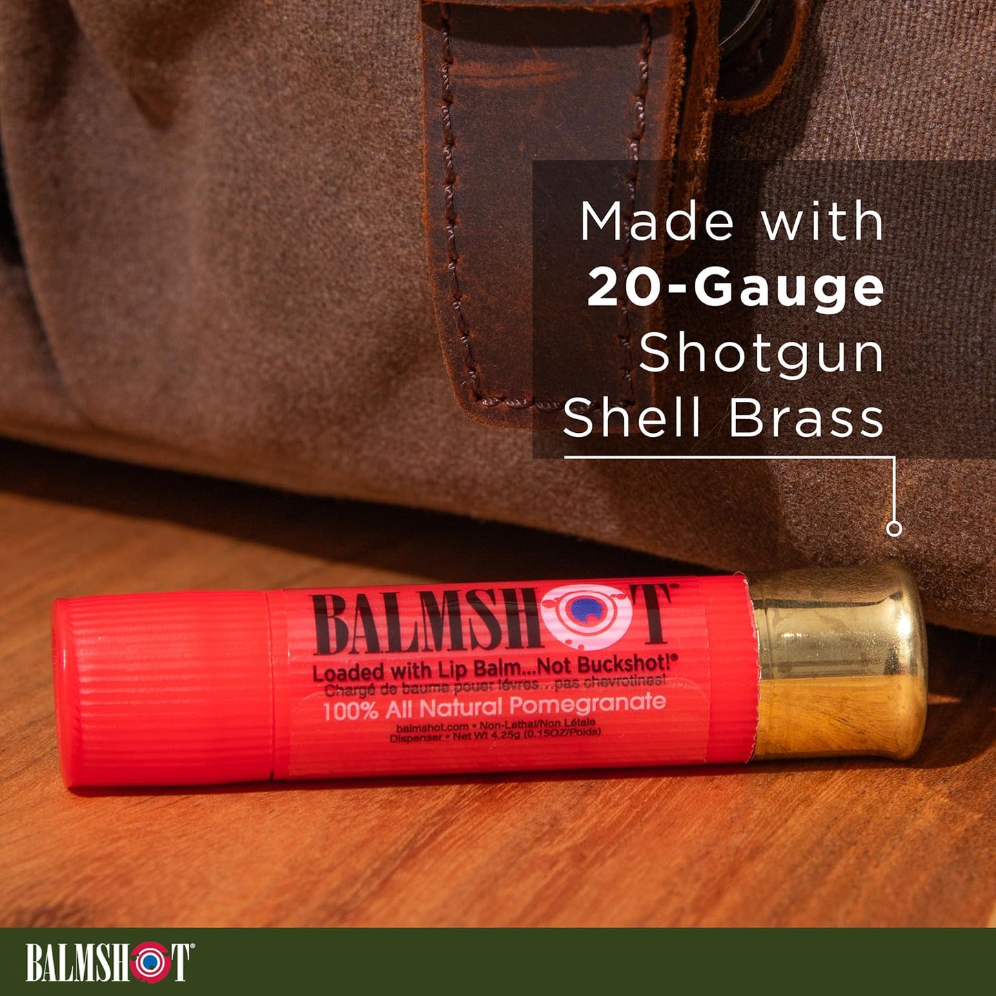 BALMSHOT 100% All-Natural Pomegranate Lip Balm SPF 15 - Natural Beeswax Chapstick, Moisturizing Lip Protector for Very Dry Lips, 20-Gauge Brass Beauty and Personal Care Balmshot