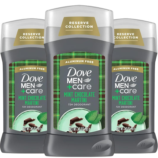 Dove Men+Care Reserve Collection Aluminum Free Deodorant, Mint Chocolate Martini Scent, 72H Protection, 3 oz Stick, Pack of 3 Beauty and Personal Care DOVE MEN + CARE