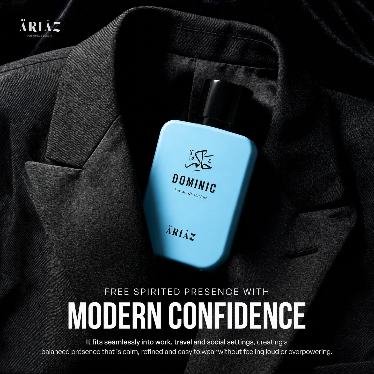 ARIAZ DOMINIC Men’s Extrait de Parfum - A Signature of Composure & Strength with Sea Notes, Bergamot, Grapefruit, Fig Leaf, Ambroxan & Musk - Long Beauty & Personal Care ARIAZ