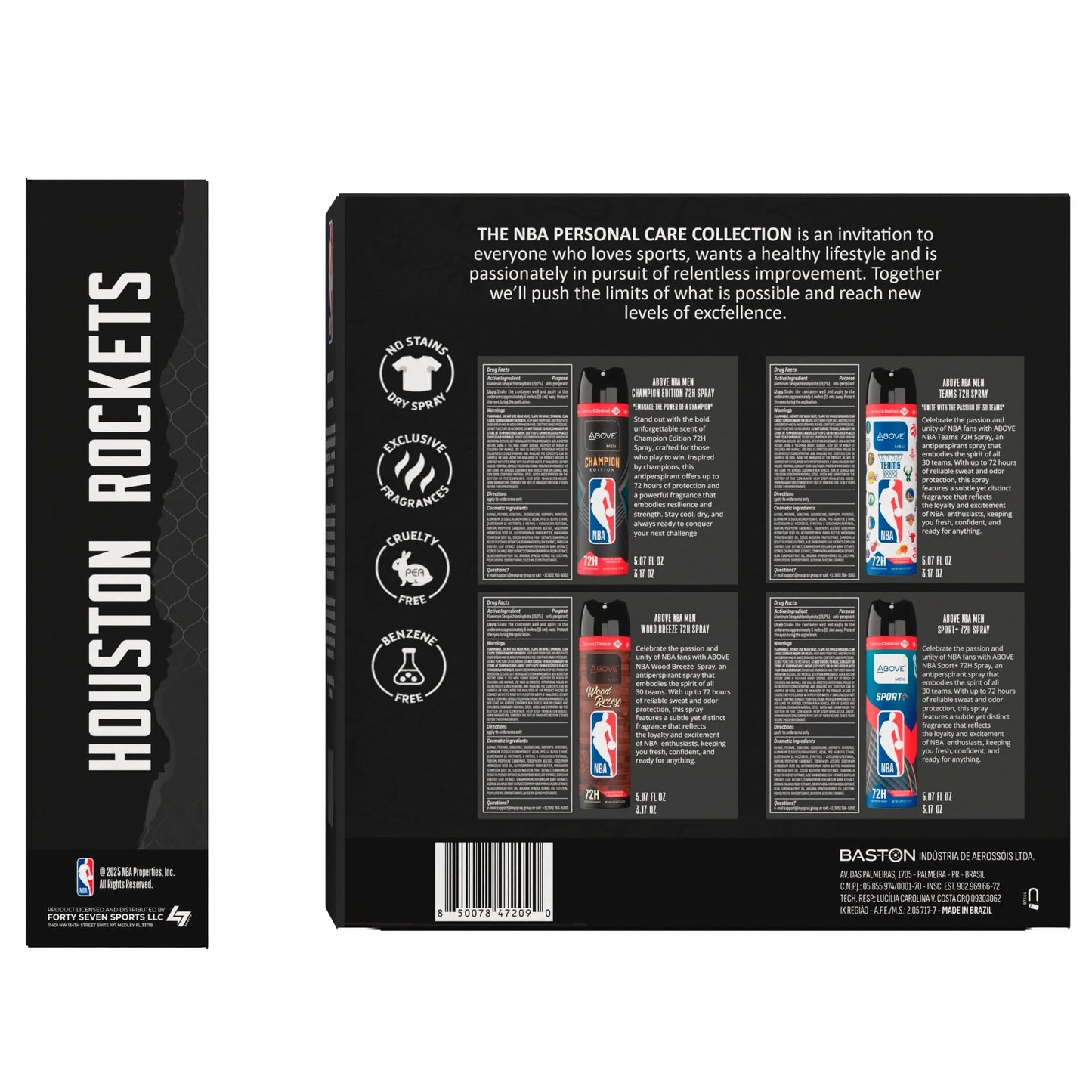 Above NBA - Houston Rockets Deodorant Gift Set - A Giftable Set for Rockets Fans - Antiperspirant Spray, 4 Signature Scents, 72h Protection, Dry Beauty and Personal Care NBA