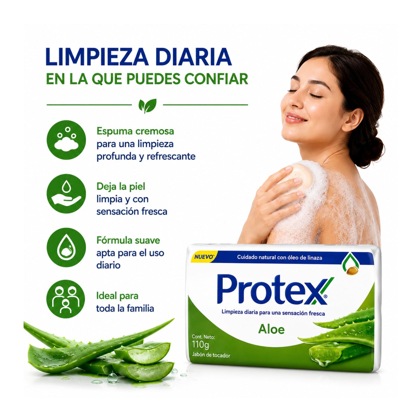 Protexx Aloe Body Soap Bars, 3 Pack, 110g Each, Daily Cleansing Bath Soap with Aloe Extract Beauty & Personal Care Generic