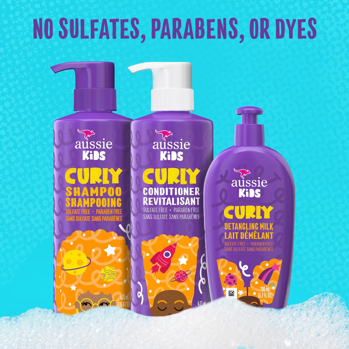 Aussie Kids Shampoo, Conditioner, and Leave-in Conditioner Bundle for Curly Hair, Sulfate and Paraben Free Beauty & Personal Care Aussie