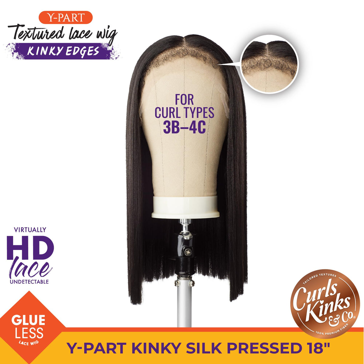Sensationnel CKCO Kinkyedges Wig-Kinky Silk Pressed 18 Inch, F1B/30