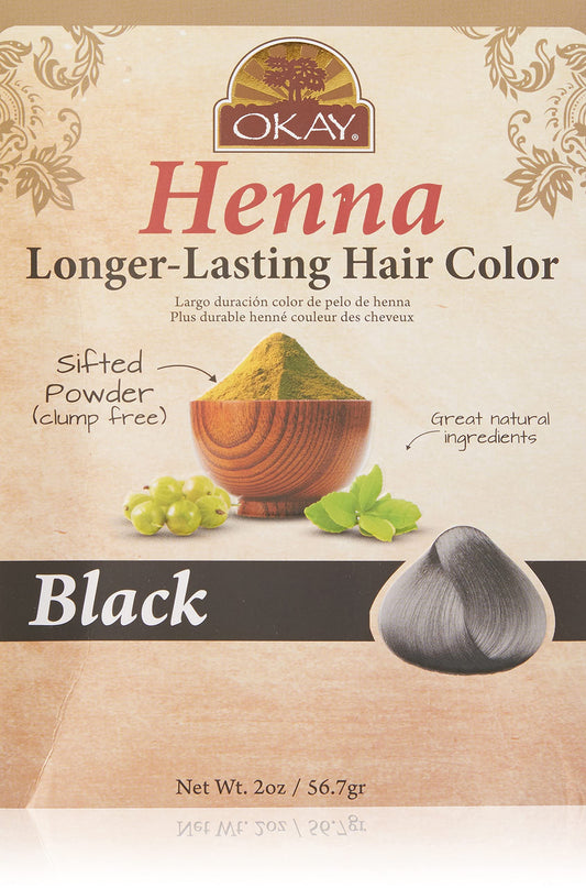 OKAY Pure Naturals Henna Hair Dye - Natural Black Henna Hair Dye with Indigo for Men and Women, Powder to Cover Gray Color, Beard Tint, Easy to Use Coloring - Black, 2 oz (Pack of 1) Beauty & Personal Care Okay