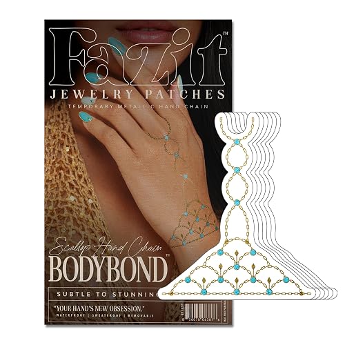 Fazit Makeup Patches - Scallop Hand Chain Bodybond - Glow Up Make-Up Patches - Cute Glitter Makeup Accessories for Women - Cosmetic Body Glitter Beauty & Personal Care Fazit