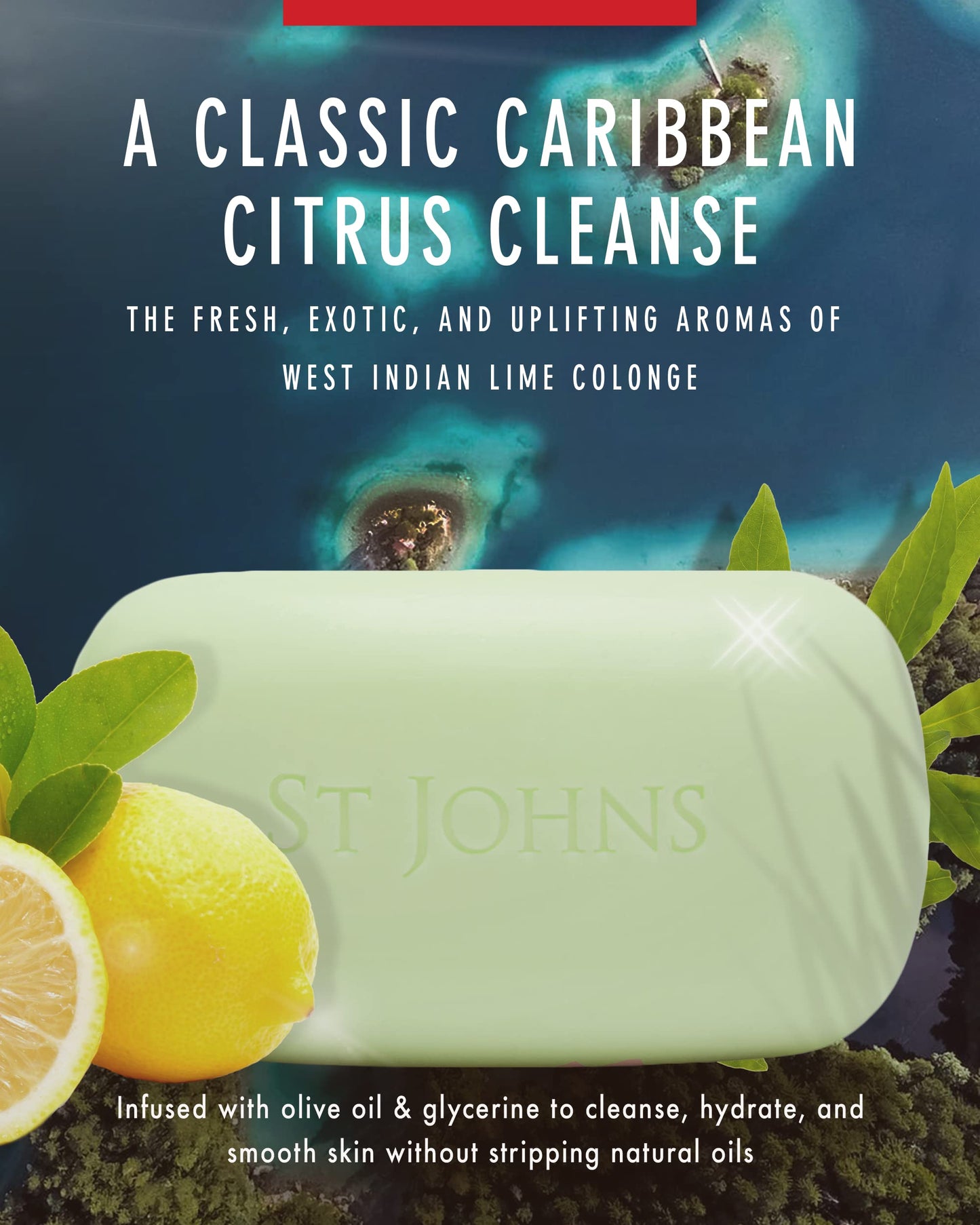 St. John West Indian Lime Soap Bar | Refreshing Caribbean Citrus Soap for Men | USA Made, Triple-milled Soap Bar | Luxury, Hydrating Body Soap Beauty & Personal Care St. John