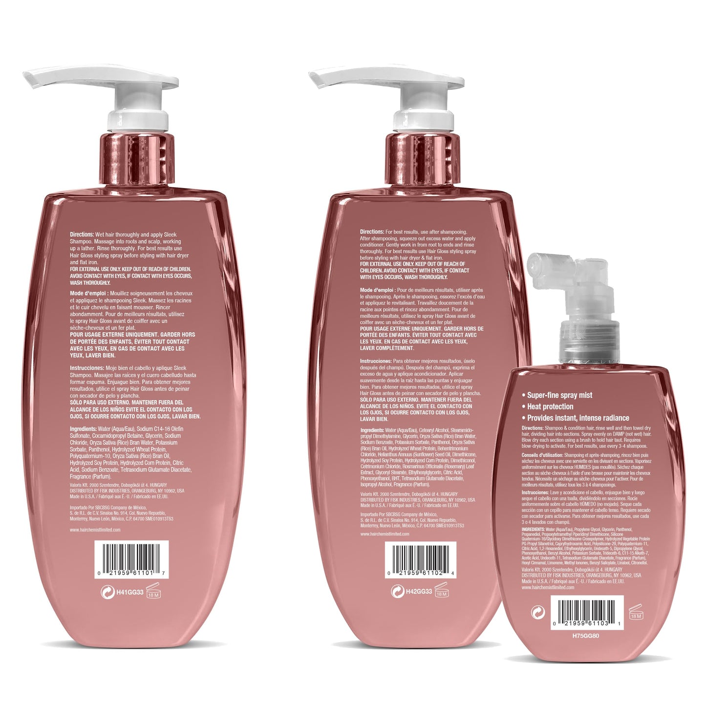Hair Chemist Hair Gloss Liquid Glass 3-PC Style & Shine Set - Includes 33.8oz Shampoo, 33.8oz Conditioner & 8oz Styling Spray Set (3-PC SET) Beauty & Personal Care Hair Chemist