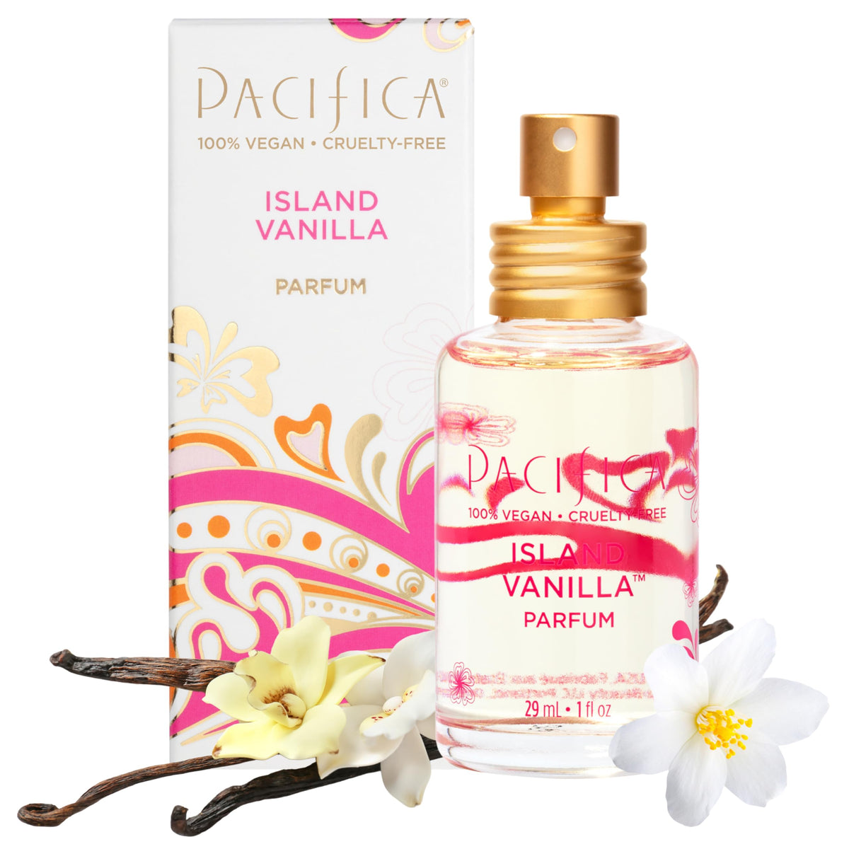 Pacifica Island Vanilla Perfume - Clean Vanilla Fragrance for Women - Warm Tropical Aroma - Long-Lasting Clean Beauty Non Toxic Scent, Vegan Beauty & Personal Care Pacifica