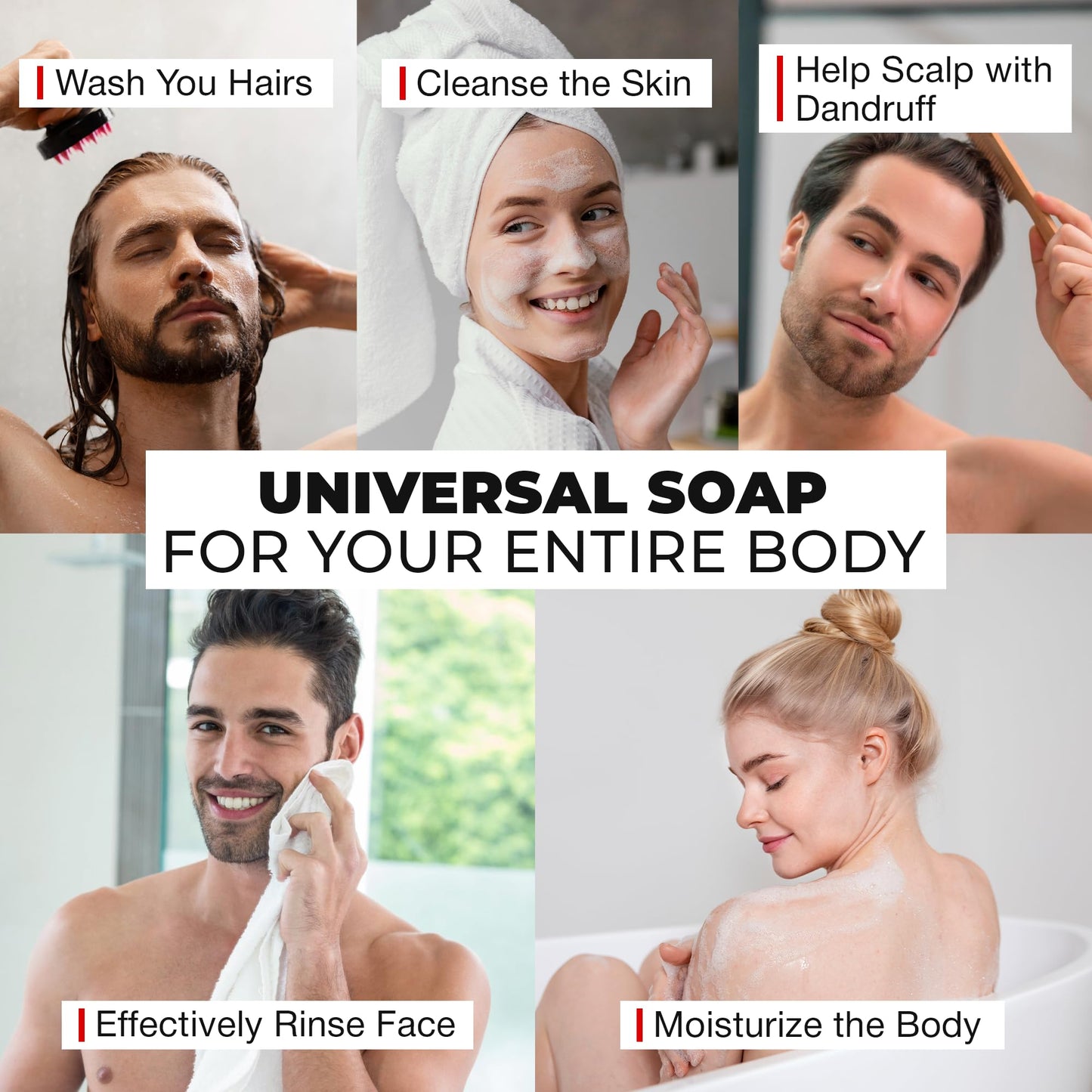Bossman 3-Pack 4-in-1 Charcoal Soap Bar (4 oz) - Bar Soap for Men - All-Natural Beard Wash, Shampoo, Body Wash & Shaving Solution - Eucalyptus & Tea Beauty & Personal Care Bossman