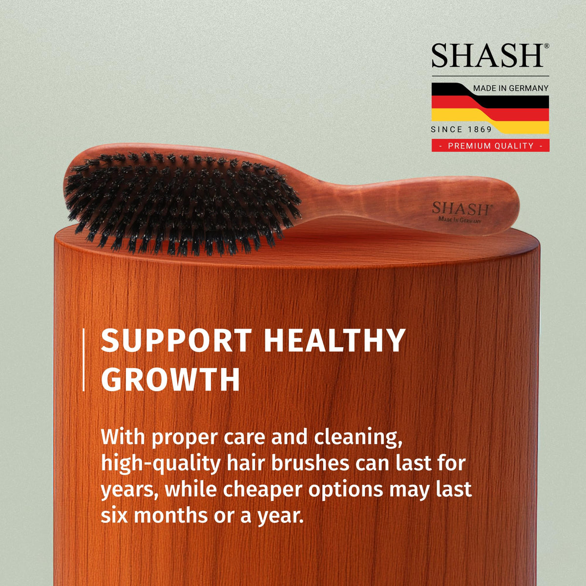 SHASH Classic German First Cut 100% Boar Bristle Hair Brush Since 1869 - Conditions Hair, Improves Texture, Exfoliates Scalp, Fine to Normal not Beauty & Personal Care SHASH