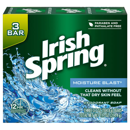 Irish Spring Deodorant Bar Soap, Moisture Blast, 3.75 Ounce , 20-bars Package Beauty & Personal Care Irish Spring
