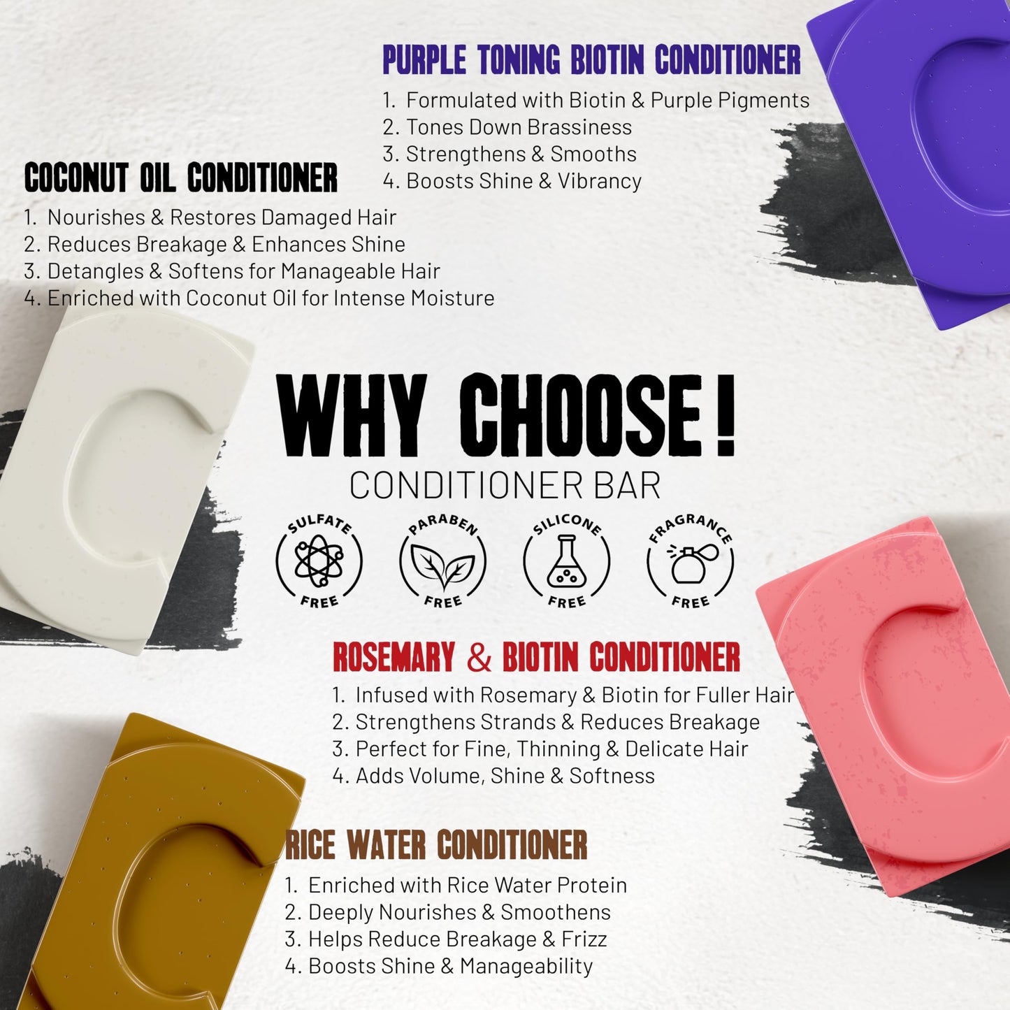 Herbishh Solid Bars for Hair Growth, Oily Hair, Blonde & Thinning Hair, Sulfate-Free, Eco-Friendly 4Pack (Conditioner Bar Set) Beauty & Personal Care Herbishh