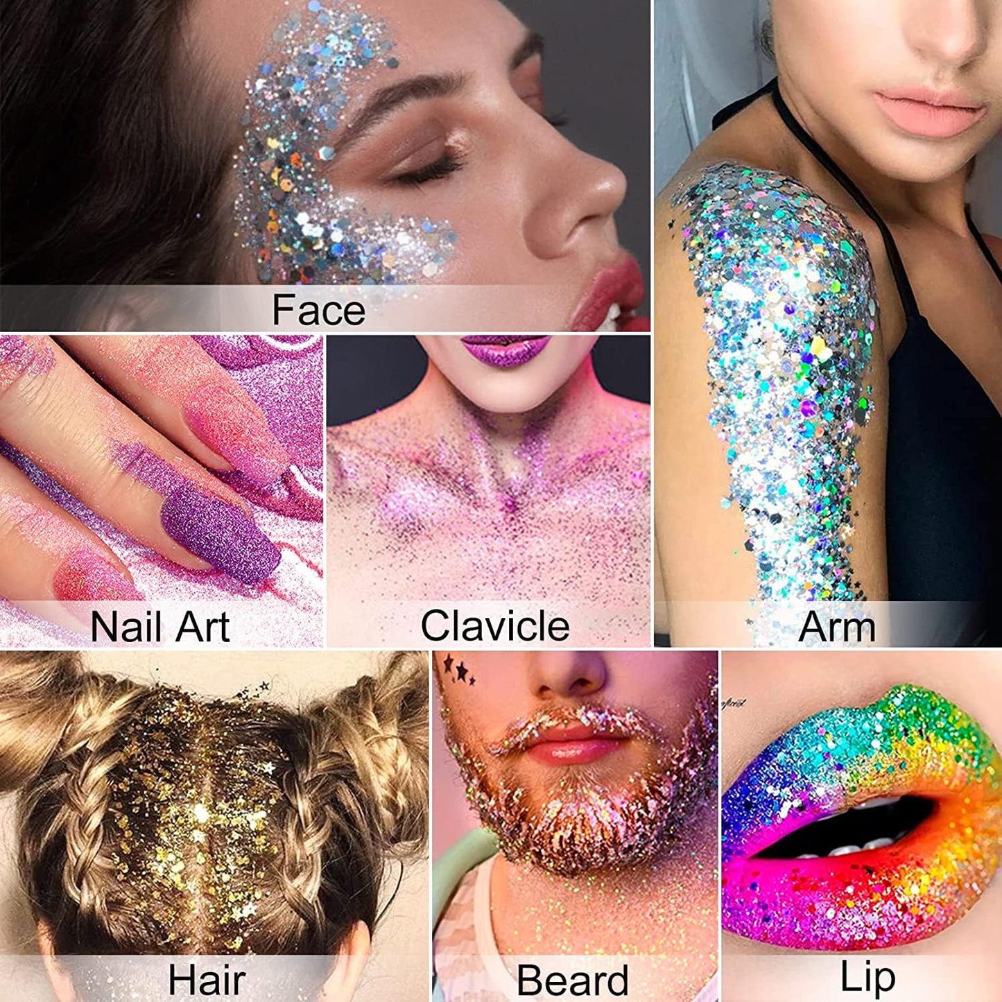 Mermaid Sequins Body Glitter Gel for Face,Shimmer Liquid Eyeshadow Holographic Glitter Body Gel Festival Glitter Cosmetic Face Skin Hair Nails Makeup Beauty & Personal Care Dragonranee