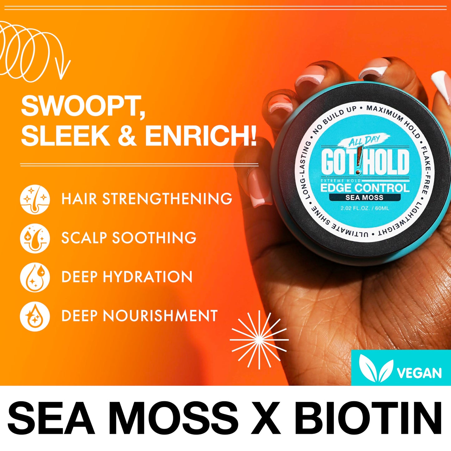 ALL DAY GOT HOLD Extreme hold Sea moss Edge Control 3.37 fl.oz/100ml Beauty & Personal Care ALL DAY GOT HOLD