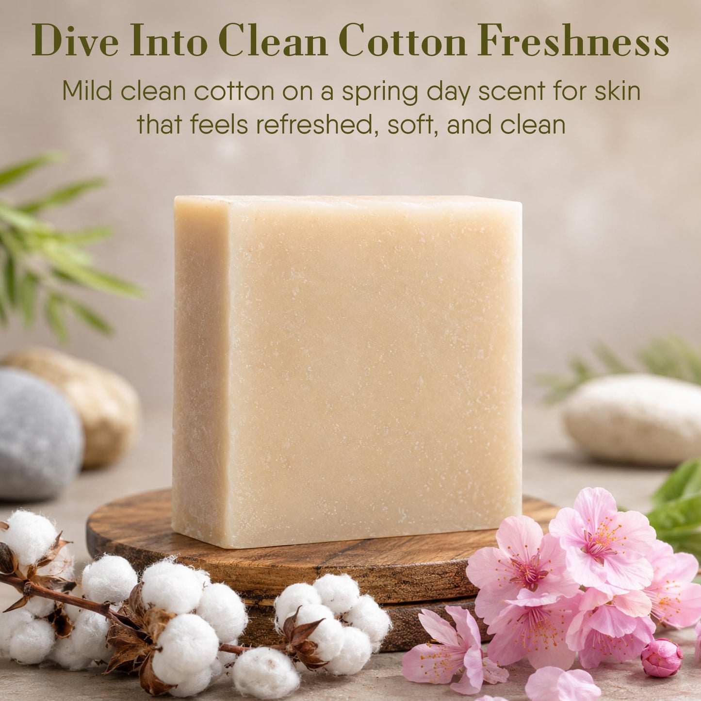 360Feel Clean cotton Soap 5 oz Castile Handmade Soaps -Refreshing Spring scent- Essential Oil Natural Mans Soap bar- Anniversary Wedding Gifts- Made Beauty & Personal Care 360Feel
