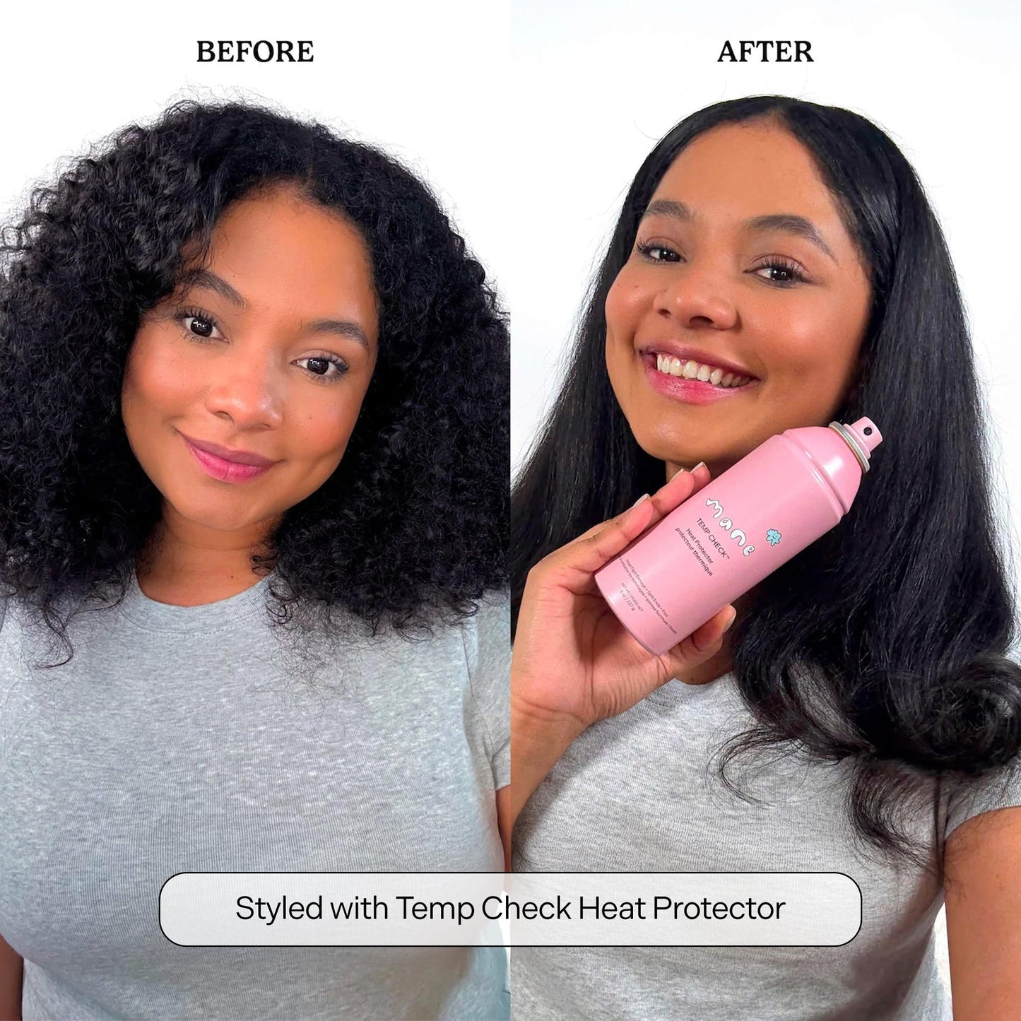 Mane Temp Check Heat Protection Spray for Hair - Anti Frizz Heat Protectant for All Hair Types - Helps Fight Damage, Split Ends & Breakage - Made Beauty & Personal Care Mane