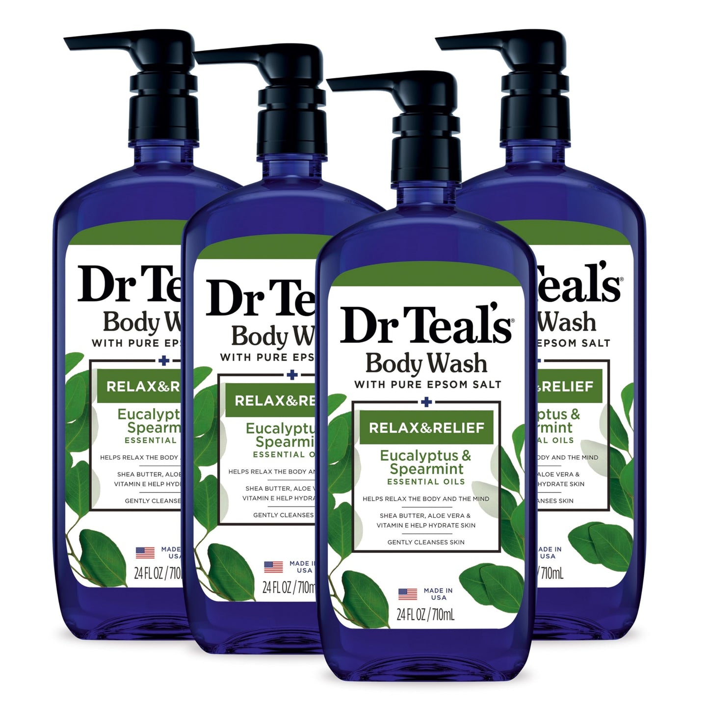 Dr Teal's Body Wash with Pure Epsom Salt, Relax & Relief with Eucalyptus & Spearmint, 24 fl oz (Pack of 4) Beauty & Personal Care Dr Teal's
