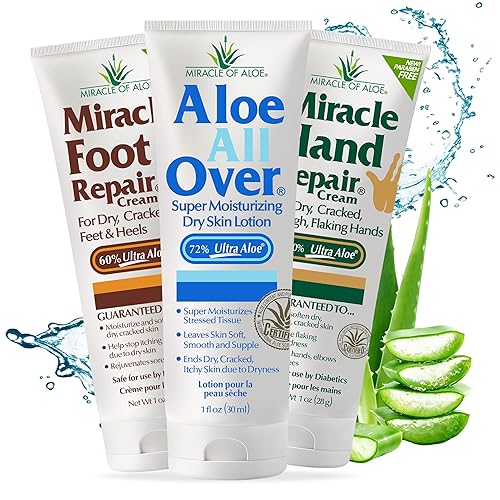 Miracle of Aloe 3-pack Assortment, includes 1 ounce tubes each of Miracle Foot Repair, Miracle Hand Repair and Aloe All Over Beauty & Personal Care Miracle of Aloe