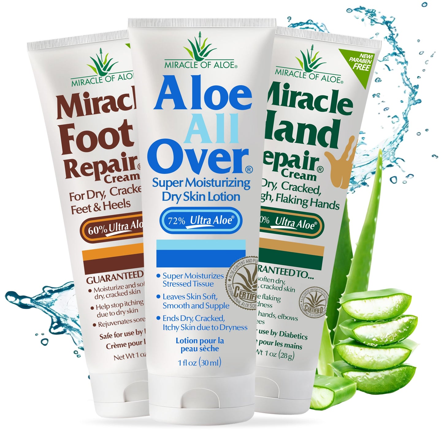 Miracle of Aloe 3-pack Assortment, includes 1 ounce tubes each of Miracle Foot Repair, Miracle Hand Repair and Aloe All Over Beauty & Personal Care Miracle of Aloe