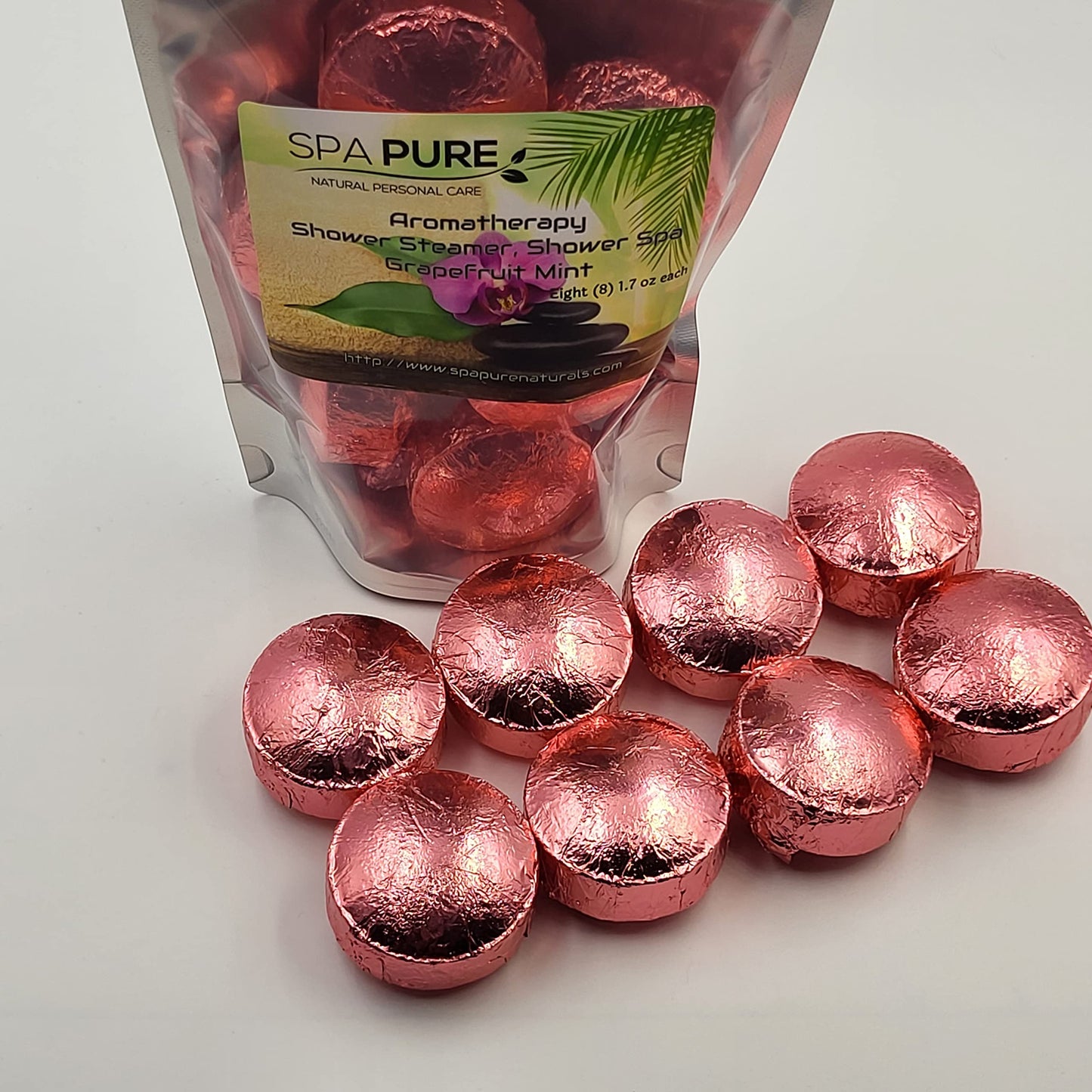 Grapefruit Mint Aromatherapy Shower Bombs: USA Made with 100% Natural/Organic Essential Oils - Transform Your Shower (8 Count) Pack of 1 Beauty & Personal Care Spa Pure