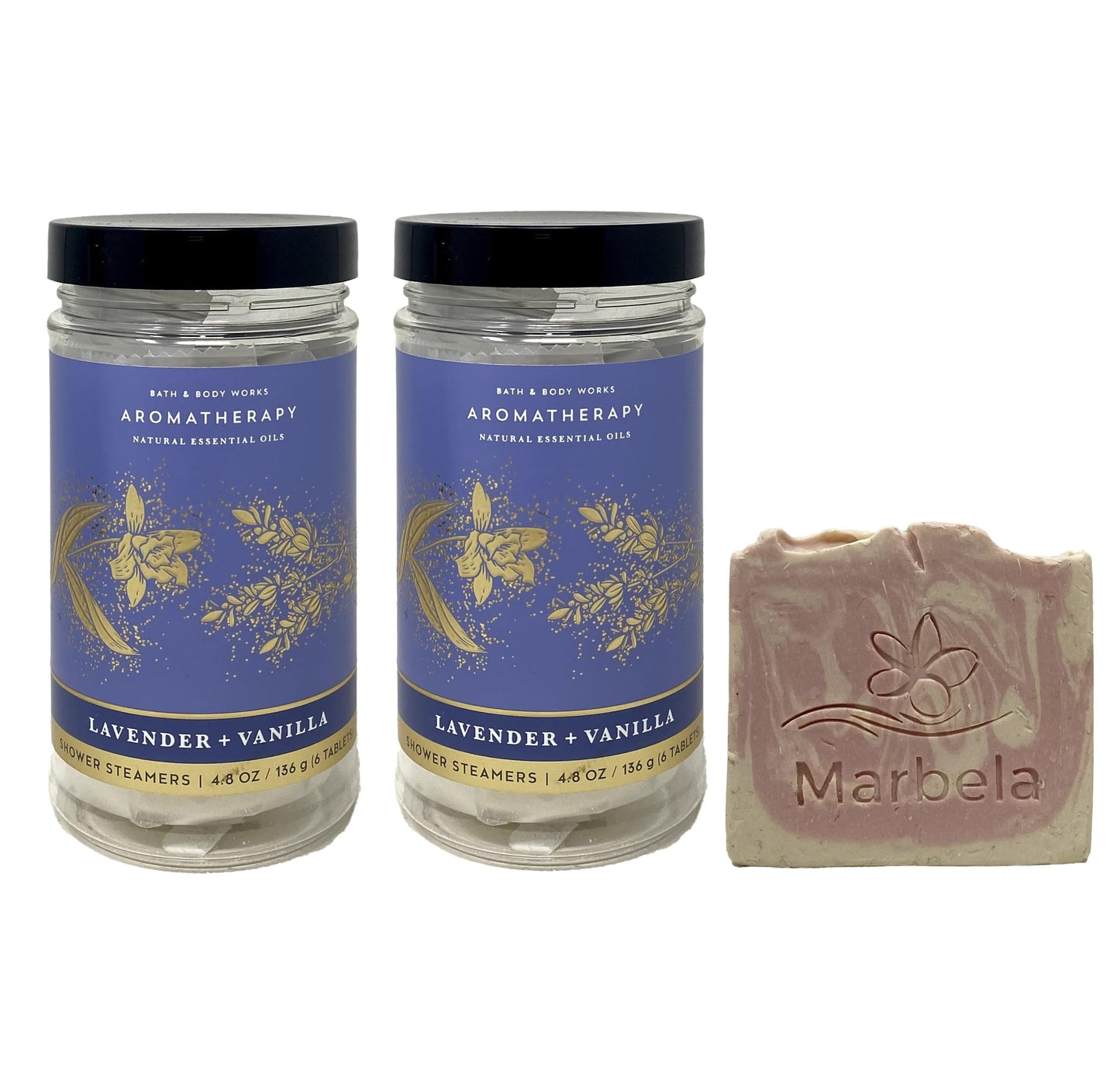 Bath & Body Works Aromatherapy Sleep Lavender Vanilla Shower Steamers 2 Pack with a Himalayan Salts Springs Sample Soap. Beauty and Personal Care Bath & Body Works