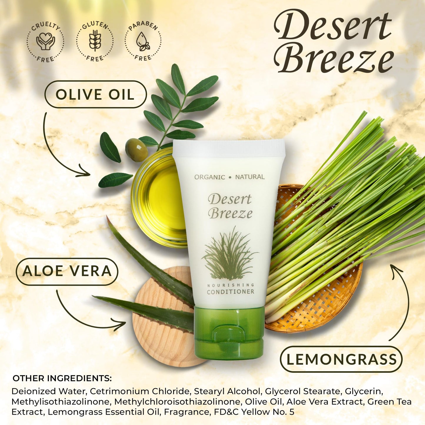 Travel Size Hotel Conditioner 20 Count 1 oz Bottles Guest Amenities for Vacation Rentals and Short Term Rentals Paraben Free Green Tea Lemongrass Beauty & Personal Care Desert Breeze