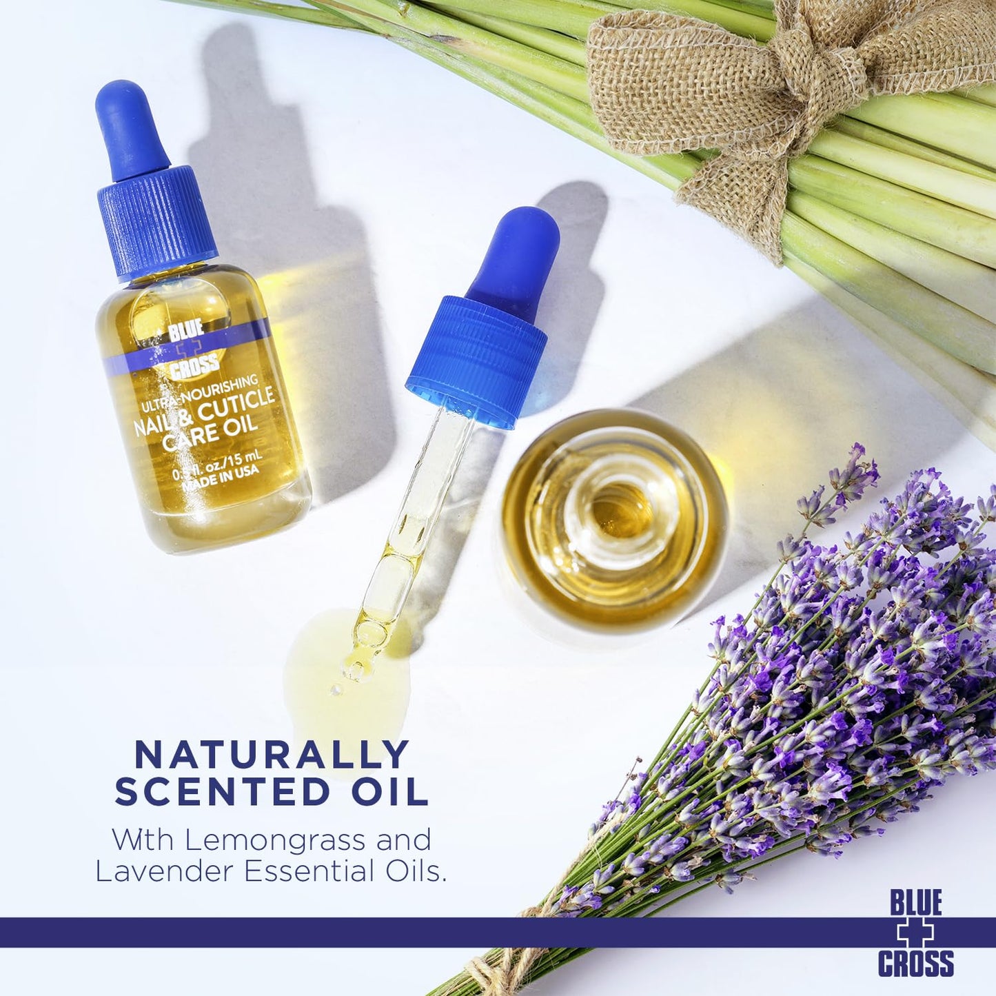 Blue Cross Nail & Cuticle Care Oil, Mineral Oil Free, Hydrating, Moisturizing, All Natural Professional Nail + Cuticle Care, Lemongrass/Lavender Beauty & Personal Care Blue Cross