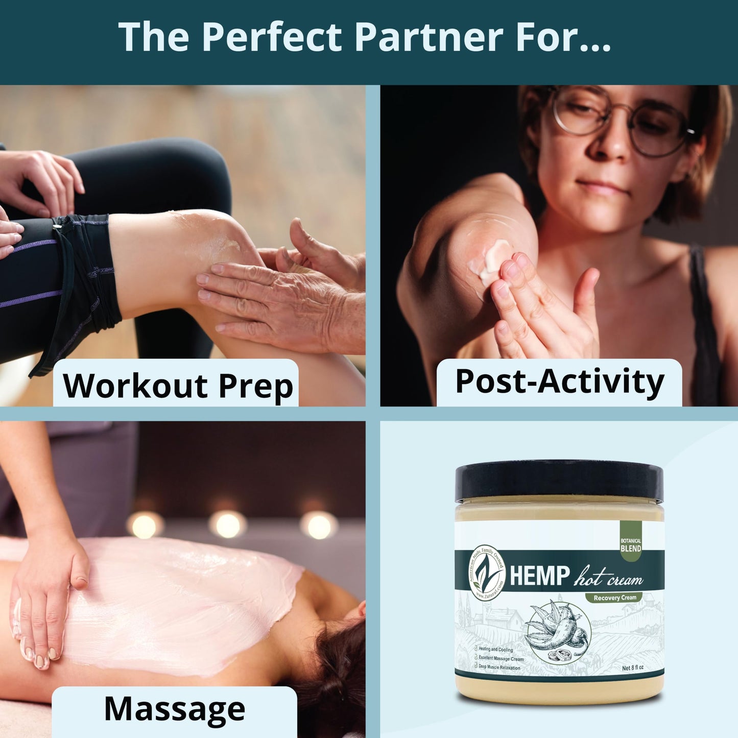 Zatural Hemp Hot Cream Massage Joints and Muscles and Body Wraps Essential Oil Blend, Aloe, Hemp, and More (8oz jar) Beauty & Personal Care Zatural
