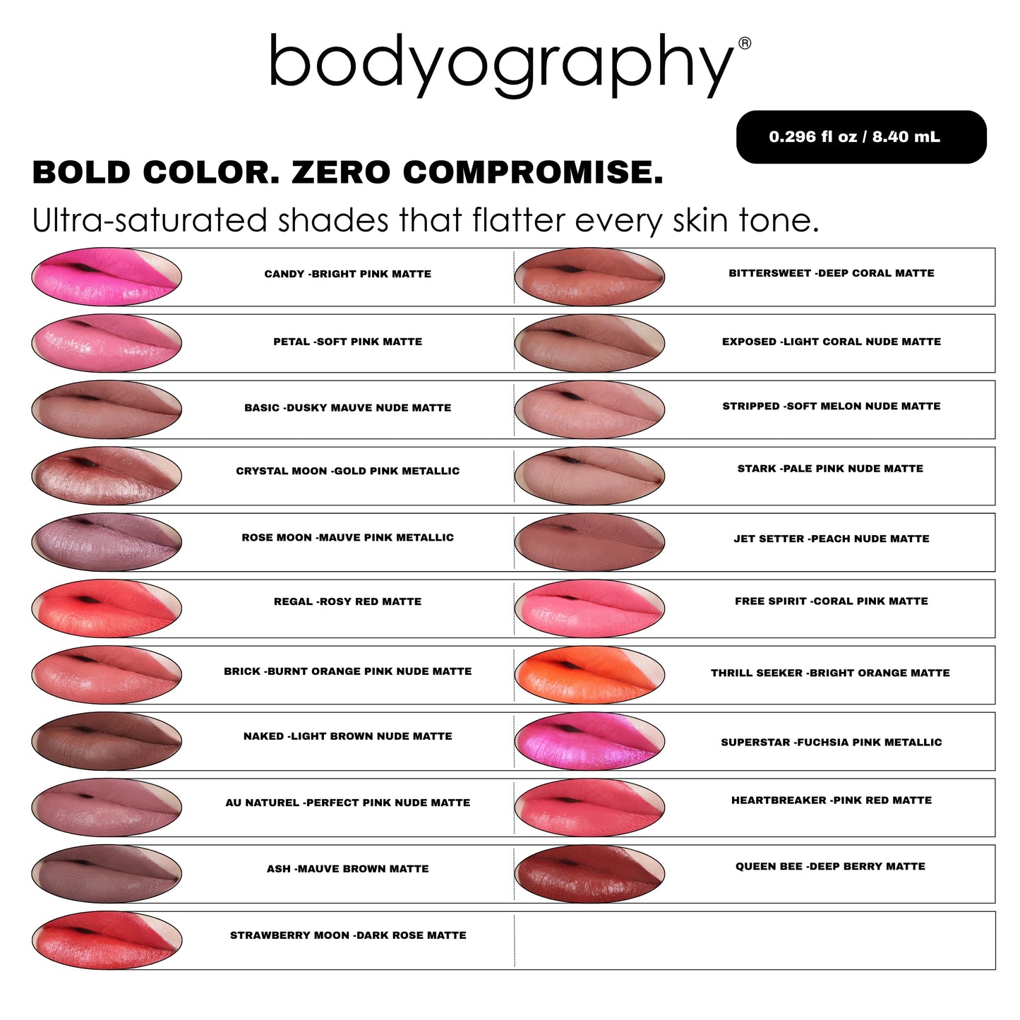 Bodyography Matte Lip Lava Liquid Lipstick - Strawberry Moon | Dark Rose Matte | Long-Wear, Transfer-Proof Lipstick with Vitamin E Conditioning | Beauty & Personal Care Bodyography