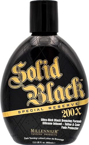 Millennium Solid Black Special Reserve 200X Tanning Lotion - Indoor/Outdoor Use with Advanced Silicone Bronzer, Tattoo Protection - Tanning Lotion Beauty & Personal Care Millennium Tanning
