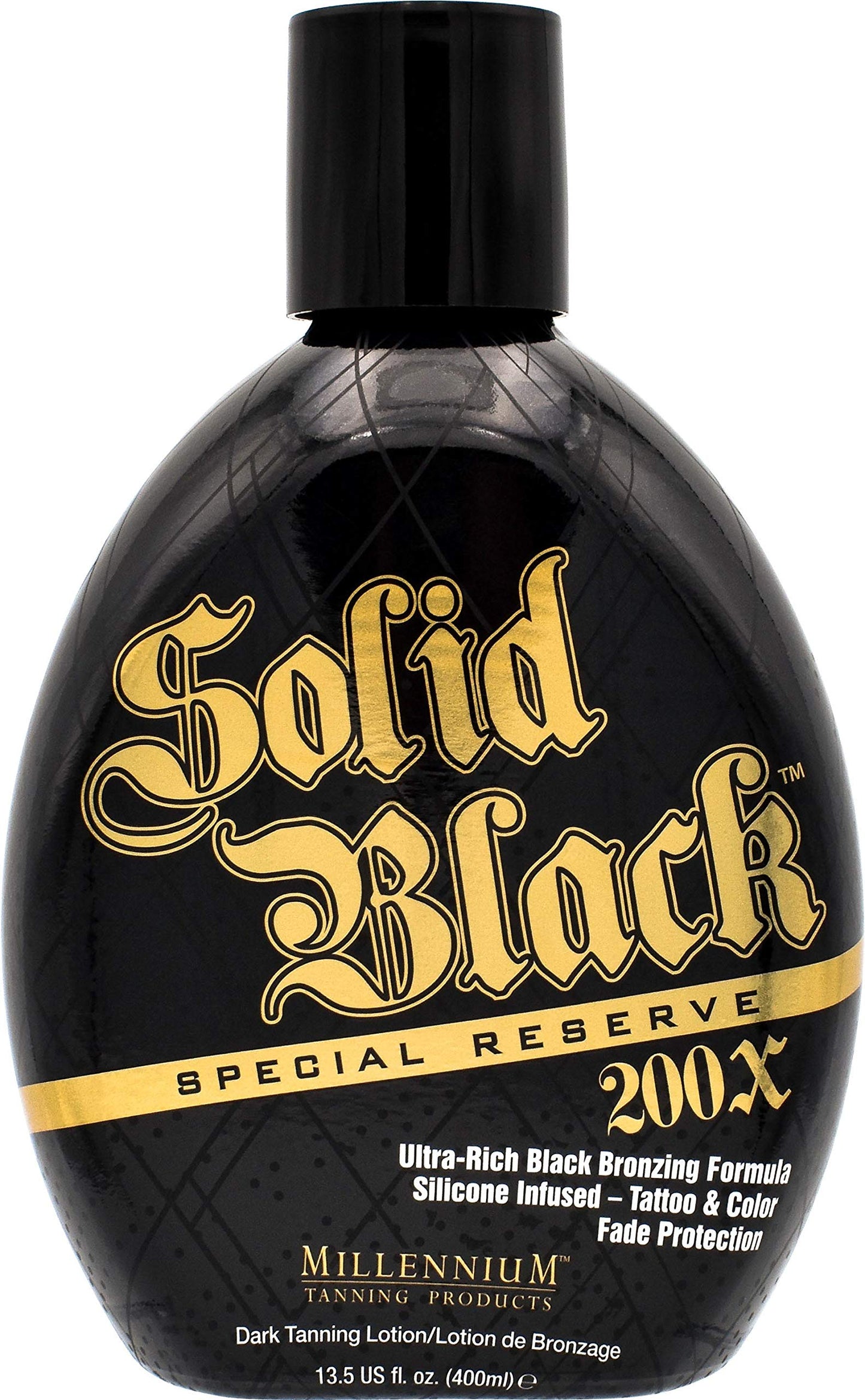 Millennium Solid Black Special Reserve 200X Tanning Lotion - Indoor/Outdoor Use with Advanced Silicone Bronzer, Tattoo Protection - Tanning Lotion Beauty & Personal Care Millennium Tanning