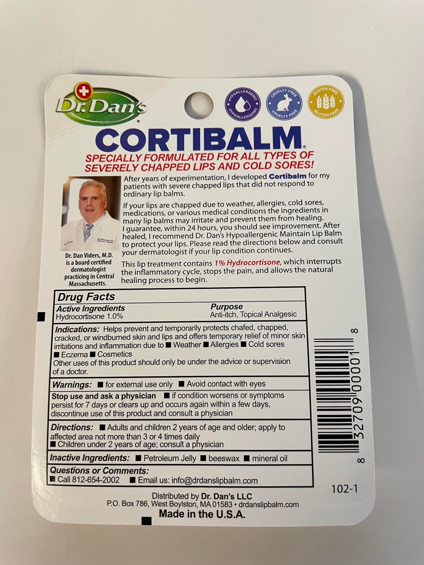 Dr. Dan’s Cortibalm - Medicated Lip Balm with Hydrocortisone - Healing Treatment & Lip Moisturizer for Severely Chapped, Very Dry Cracked Lips - 1 Beauty and Personal Care Dr. Dan's