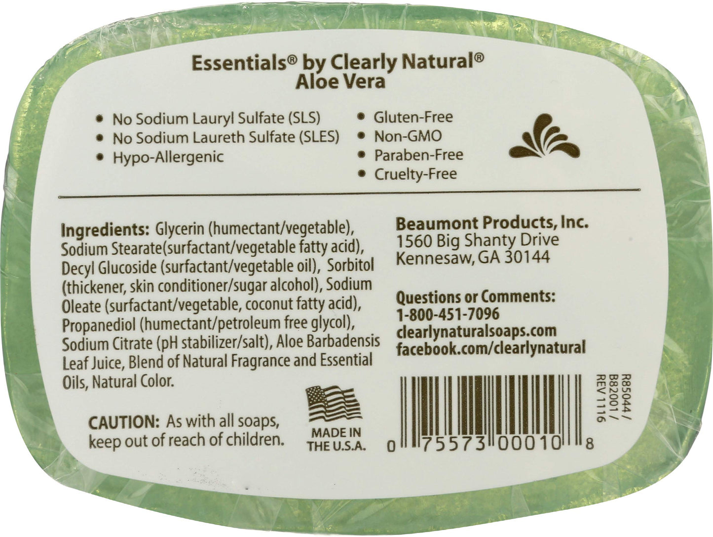 Clearly Natural Essentials Aloe Vera Pure and natural glycerine soap 4 oz Beauty & Personal Care Clearly Natural