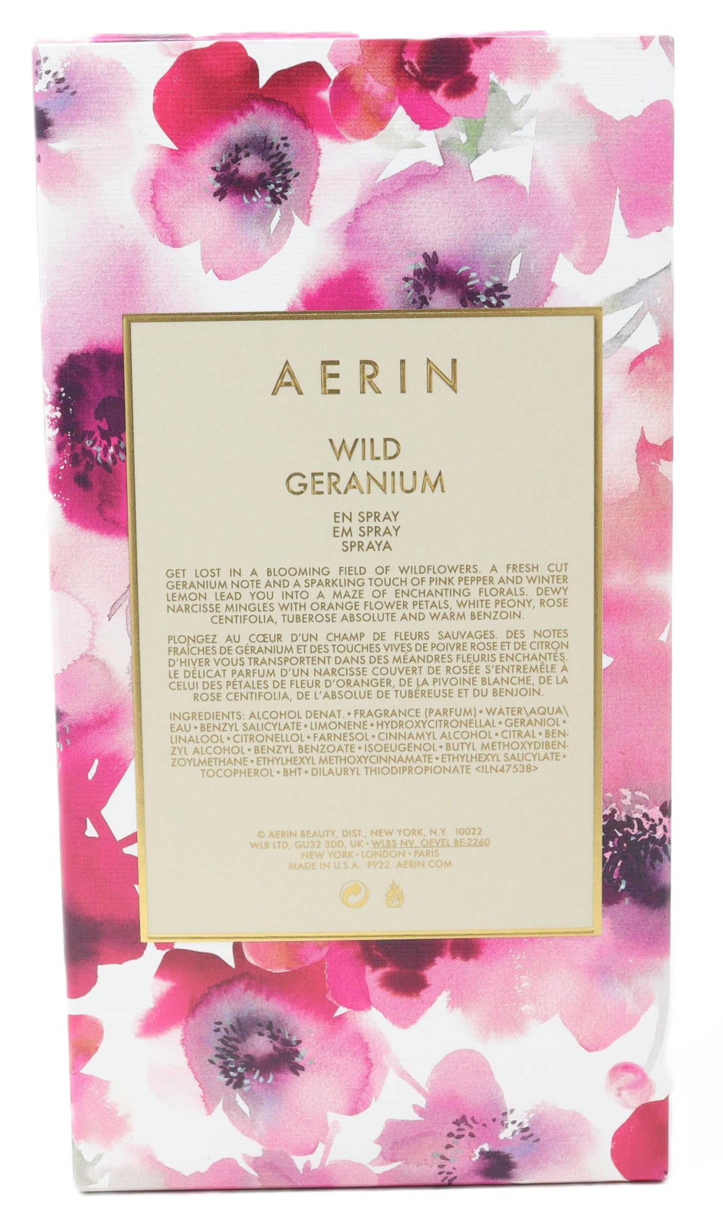 AERIN Wild Geranium Eau De Parfum Spray - 3.4 fl oz / 100 mL - New In Box Beauty & Personal Care AERIN